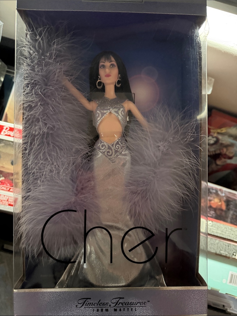 Mattel Cher Doll in Lavender Feather Evening Gown